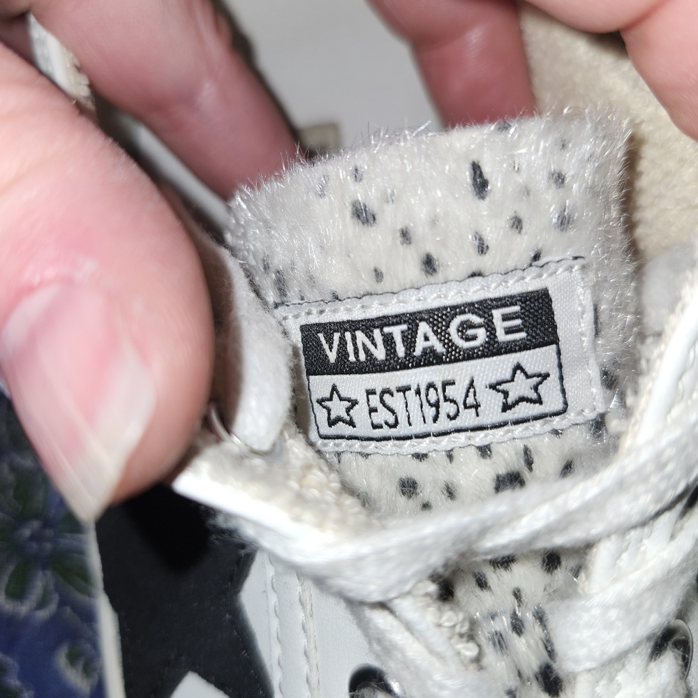 Vintage Havana White Sneakers Black Star Cheetah Print Lace Up - Picture 5 of 6